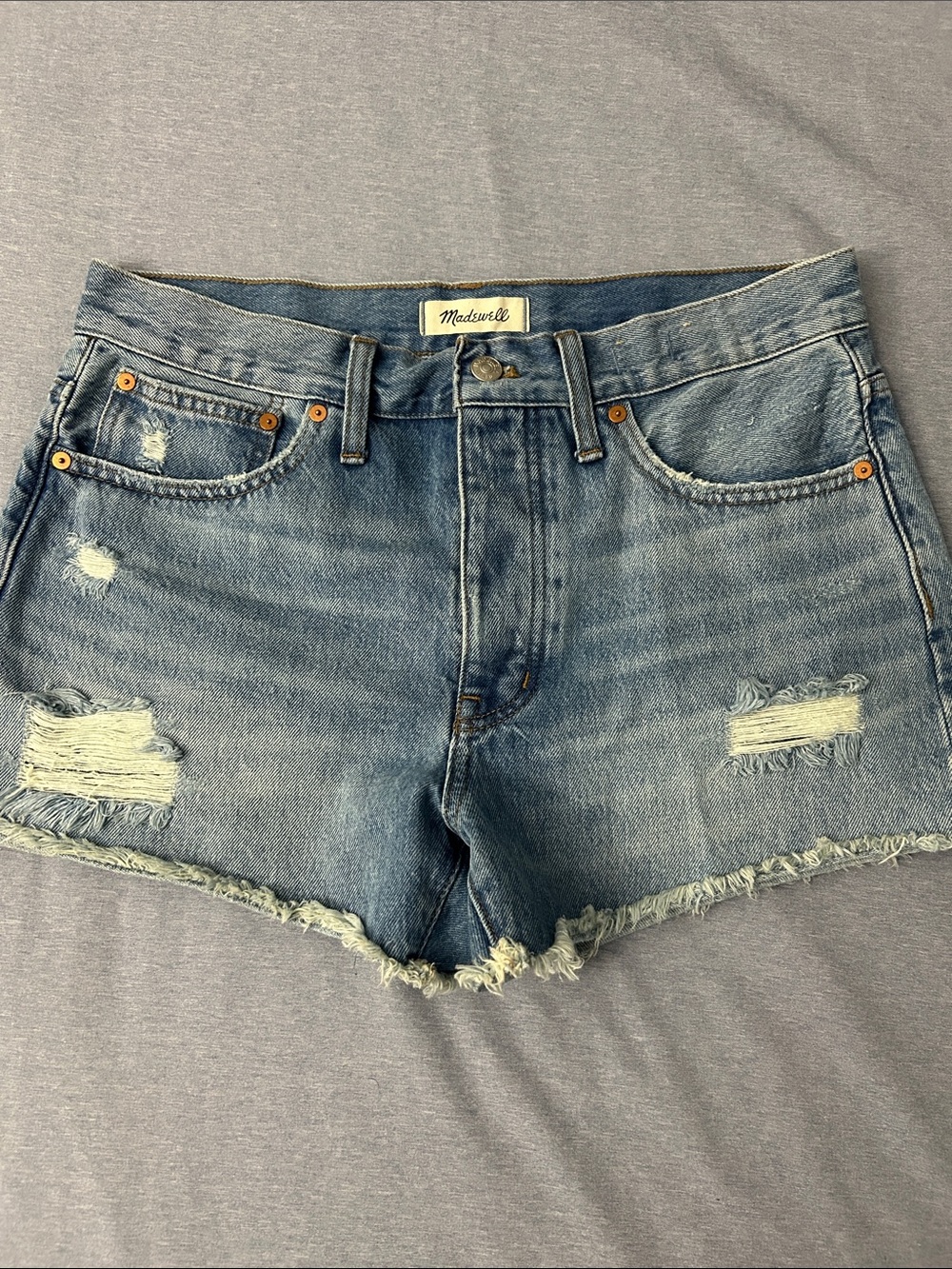 Madewell Faded Blue Distressed Cutoff Denim Shorts